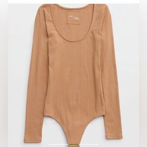 Tan scoop neck bodysuit